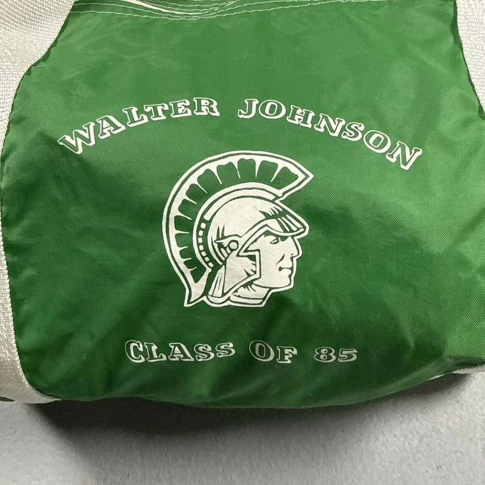 Vintage 1985 Walter Johnson High School Class of 85 Green Nylon Duffel Gym Bag
